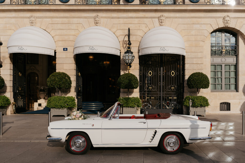 Paris Elopement Packages Elopement Photographer Videographer Ritz Paris vintage car